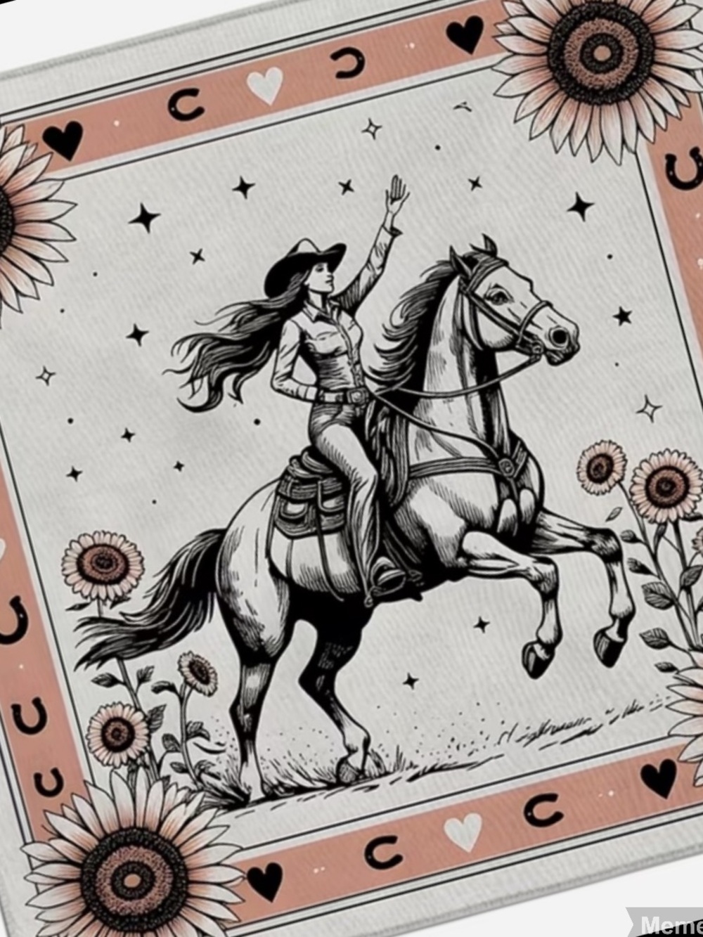 Western Cowgirl Horse Bandana in Blush and Black